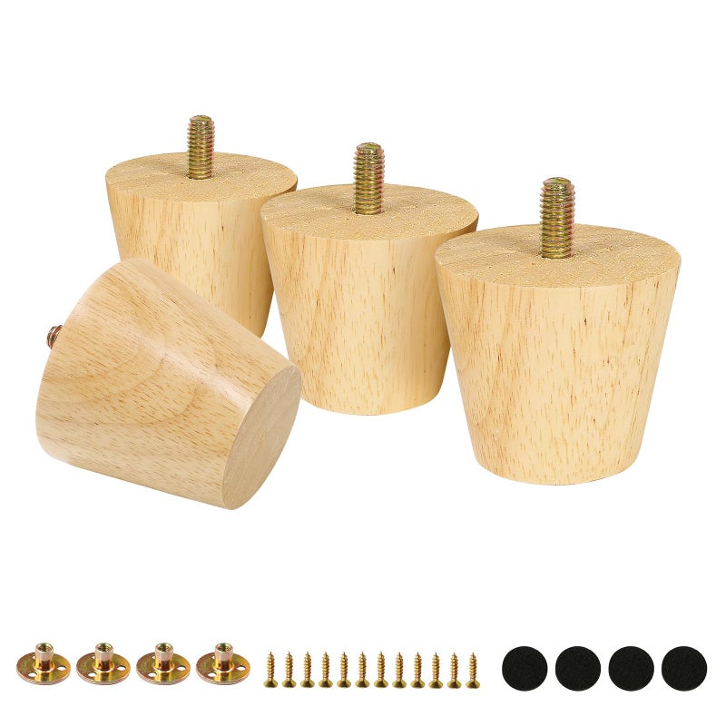 FoDau770 Solid Wood Furniture Legs 2 Inche, Straight Tapered Wood Legs Mid Century Sofa Legs Set of 4, 5/16"" UNC Furniture Feet Wood Replacement Legs for Cabinet Sofa Couch Dresser Chair Ottoman Table - Image 1